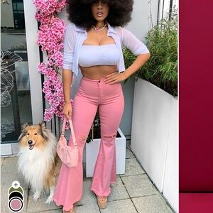 Fashion Nova Pink Flare Jeans